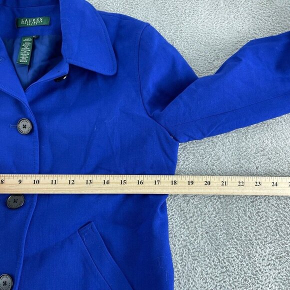 Lauren Ralph Lauren Petite Womens 6P Royal Blue Wool Blend Button-Up 3342 - Picture 6 of 9